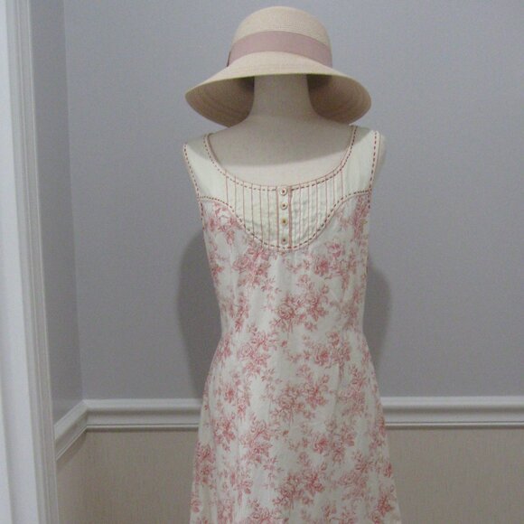 Peruvian Connection Floral Toile Print Cottagecore Midi Sundress sz M - Picture 1 of 11